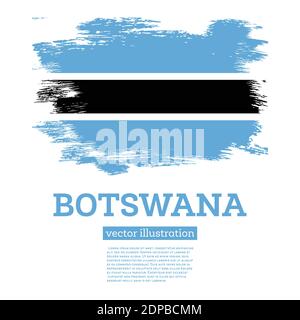 Botswana Flagge mit Pinselstrichen. Vektorgrafik. Unabhängigkeitstag. Stock Vektor