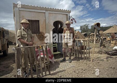 Britische Soldaten bei der Nachstellung von Krieg und Frieden. GROSSBRITANNIEN/England/Kent Stockfoto