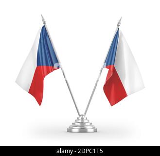 Tschechische Tabellenflags isoliert auf weißem 3D-Rendering Stockfoto