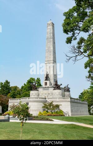 Abraham Lincolns Grab im Morgenlicht. Springfield, Illinois. Stockfoto