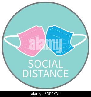 Soziale Distanzierung original neue normale Handschlag flache Design editierbare Vektor-Illustration. Stock Vektor