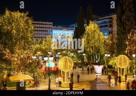 Weihnachtsschmuck in Syntagma Platz, Athen, Griechenland Stockfoto