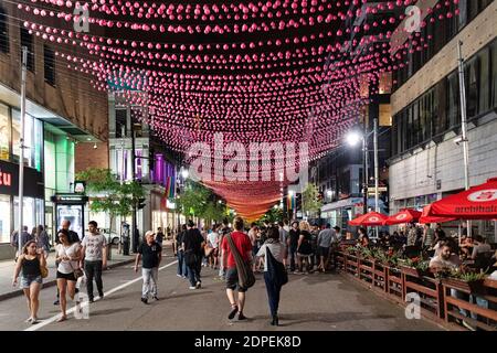 Gay Village bei Nacht, Montreal, Kanada Stockfoto