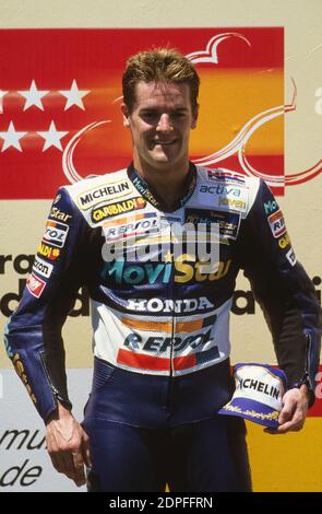 Carlos Checa (SP) Honda 500, Moto GP 500, Motorrad GP Madrid 1998, Jarama Stockfoto
