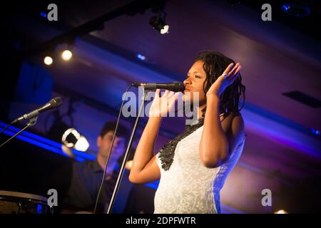 Lizz Wright spielt live auf der Bühne des Montreux Jazz Festival in Montreux, Schweiz, am 6. Juli 2015. Foto von Loona/ABACAPRESS.COM Stockfoto