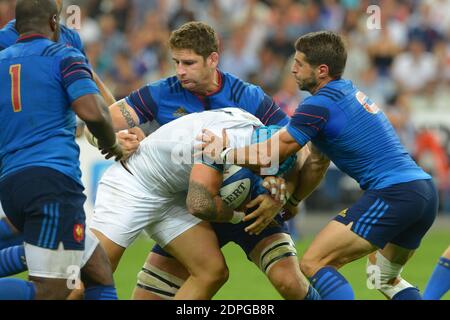 England Jack Nowell während eines Rugby-Test-Spiels, Frankreich gegen England in Stade de France, St-Denis, Frankreich, am 22. August 2015. Frankreich gewann 25-20. Foto von Henri Szwarc/ABACAPRESS.COM Stockfoto