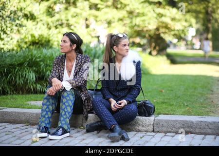 Street Style, Ankunft bei Stylein Spring Summer 2016 Show in Bukowskis, Stockholm, Schweden, am 24. August 2015. Foto von Marie-Paola Bertrand-Hillion/ABACAPRESS.COM Stockfoto