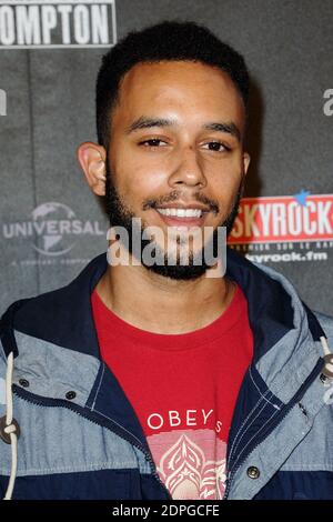 Anthony Sadler, einer von drei Amerikanern, der am 21. August einen Schützen davon abhielt, Hunderte im Thalys-Zug zu töten, besuchte die französische Premiere von Straight Outta Compton, die am 24. August 2015 im UGC Cine Cite Bercy in Paris, Frankreich, stattfand. Foto von Aurore Marechal/ABACAPRESS.COM Stockfoto