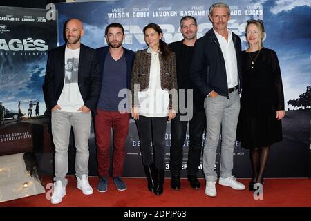 Franck Gastambide, Guillaume Gouix, Virginie Ledoyen, Eric Hannezo, Lambert Wilson et Gabrielle Lazure assistent a la Premiere de 'enrages' a l'UGC Cine Cite les Halles a Paris, France le 28 Septembre 2015. Foto von Aurore Marechal/ABACAPRESS.COM Stockfoto