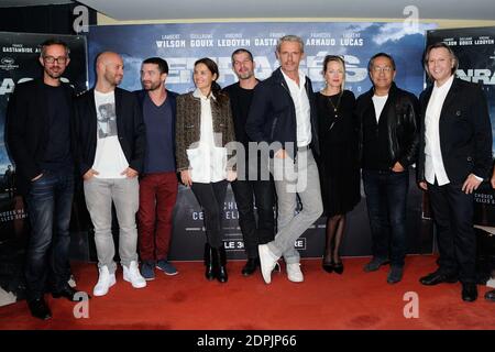 Franck Gastambide, Guillaume Gouix, Virginie Ledoyen, Eric Hannezo, Lambert Wilson, Gabrielle Lazure et les producteurs assistent a la Premiere de 'enrages' a l'UGC Cine Cite les Halles a Paris, France le 28 Septembre 2015. Foto von Aurore Marechal/ABACAPRESS.COM Stockfoto