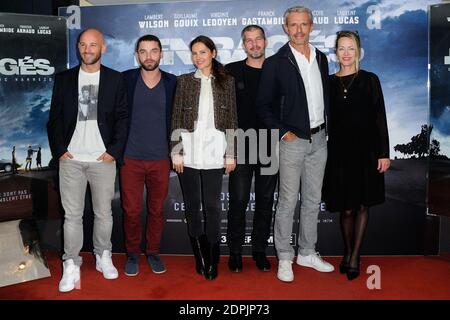 Franck Gastambide, Guillaume Gouix, Virginie Ledoyen, Eric Hannezo, Lambert Wilson et Gabrielle Lazure assistent a la Premiere de 'enrages' a l'UGC Cine Cite les Halles a Paris, France le 28 Septembre 2015. Foto von Aurore Marechal/ABACAPRESS.COM Stockfoto