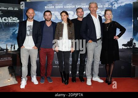 Franck Gastambide, Guillaume Gouix, Virginie Ledoyen, Eric Hannezo, Lambert Wilson et Gabrielle Lazure assistent a la Premiere de 'enrages' a l'UGC Cine Cite les Halles a Paris, France le 28 Septembre 2015. Foto von Aurore Marechal/ABACAPRESS.COM Stockfoto