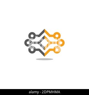 vektor der elektronischen Schaltung Verbindung Symbol Logo Stock Vektor