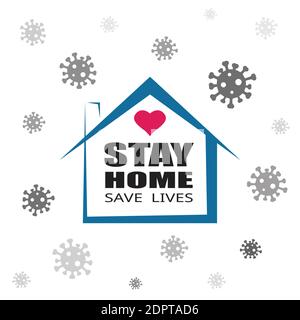 Bleiben Sie zu Hause Coronavirus defensive Kampagne oder Maßnahme. Stay Home Stay Safe Slogan Vektor-Logo isoliert auf weißem Hintergrund. Stock Vektor