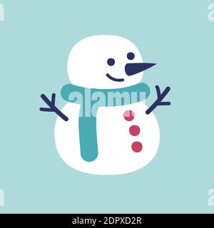 Einfache Schneemann auf hellblauem Hintergrund Vektorbild Stock Vektor