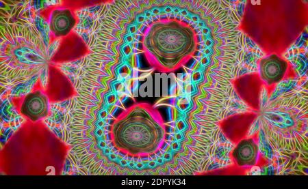 Abstraktes Kaleidoskop Hintergrund mit schönen Ornamenten. Stockfoto