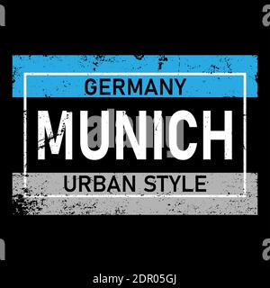 Vektor-Illustration München, Deutschland, stilvolle Grafik-Design für T-Shirts, Vintage-Design, T-Shirt Grafiken Stock Vektor