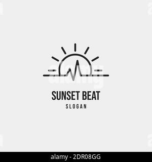 Sun und Beat Energy Logo Symbol Vektor-Vorlage geeignet für Vintage- oder Retro-Unternehmen Stock Vektor