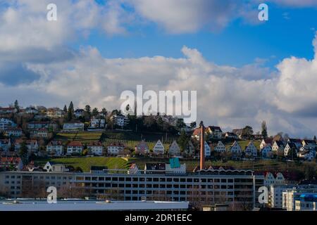 7. März 2020, Stuttgart, Deutschland - Mönchhalde, Stadtteil Relenberg in Stuttgart, buntes Weinbaugebiet im Süden Deutschlands. Deutschland, Schlecht Stockfoto