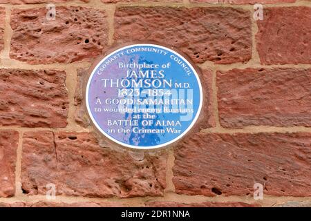 CROMARTY SCHWARZE ISLE HALBINSEL SCHOTTLAND BLAUE PLAKETTE GEBURTSORT VON JAMES DR. MED. THOMSON Stockfoto