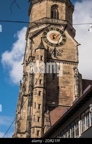 07. März 2020 Stuttgart, Deutschland - die Stiftskirche ist eine innerstädtische Kirche in Stuttgart (Evangelische Landeskirche) Stockfoto