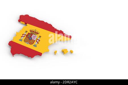 Spanien Karte mit spanischer Flagge 3D Rendering Stockfoto