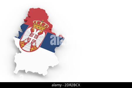Serbien-Karte mit serbischer Flagge 3D-Rendering Stockfoto