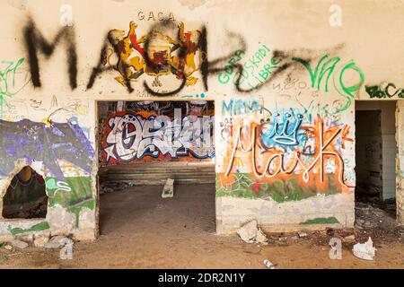 Ausgediente Leprakolonie Ruinen in Abades, Granadilla, Teneriffa, Kanarische Inseln, Spanien Stockfoto