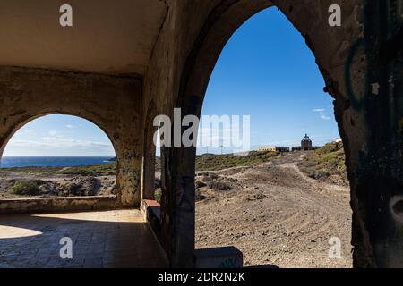Ausgediente Leprakolonie Ruinen in Abades, Granadilla, Teneriffa, Kanarische Inseln, Spanien Stockfoto