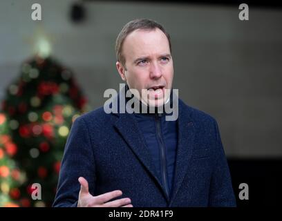 London, Großbritannien. Dezember 2020. Gesundheitsminister Matt Hancock bei den BBC Studios für die „Andrew Marr Show“. Kredit: Mark Thomas/Alamy Live Nachrichten Stockfoto