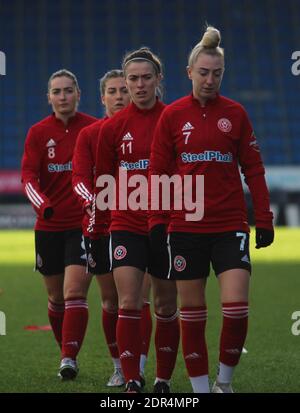 Chesterfield, Großbritannien. Oktober 2020. Sheffield United Aufwärmen vor dem FA Women's Chamionship Match zwischen Sheffield United und London City Lionesses im Technique Stadium in Chesterfield Joe Hepper/SPP Credit: SPP Sport Press Photo. /Alamy Live Nachrichten Stockfoto