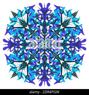 Ornament symmetrische Stern Schneeflocke Blume Glasmalerei isoliert auf weißem Hintergrund, eps10 Vektor-Illustration. Stock Vektor