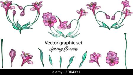 Vektor Blumenarrangements mit romantischen rosa Blumen. Stock Vektor