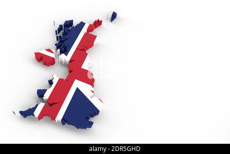 Vereinigtes Königreich Karte mit Vereinigtes Königreich Flagge Union Jack Stockfoto