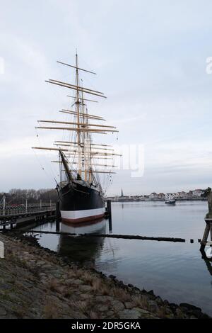 Das alte Segelschiff 'Passat' liegt im Hafen von Lübeck-Travemünde Stockfoto