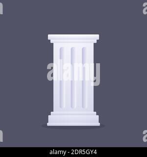 Klassische griechische oder römische Säule. Alte dorische Säule isoliert auf dunklem Hintergrund. Vektorgrafik Clip Art Illustration. Stock Vektor