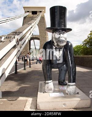 Isambard Gromit an der Clifton Suspension Bridge Stockfoto