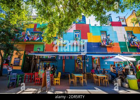 Restaurants im Viertel La Boca in buenos Aires Stockfoto