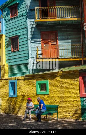 Bunte Häuser im Viertel La Boca in Buenos Aires Stockfoto