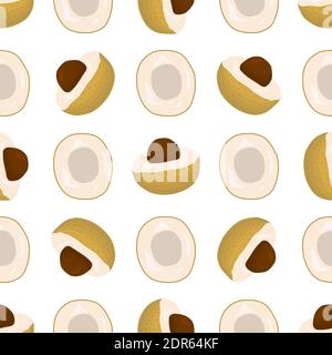 Illustration zum Thema große farbige nahtlose Longan, helle Frucht Muster für Dichtung. Fruchtmuster bestehend aus schönen nahtlosen Wiederholung Longan. Einfach Stock Vektor