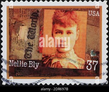 Amerikanische Journalistin Nellie Bly auf Briefmarke Stockfoto