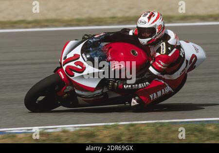 Jean Michel Bayle (FR), Yamaha 500, Tschechische Republik Moto GP 1998, Brünn Stockfoto