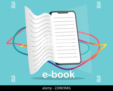 Elektronisches Buch auf Handy editierbare Vektor-Illustration Stock Vektor