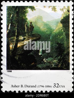 Kindred Spirits von Asher Brown Durand auf amerikanischer Briefmarke Stockfoto