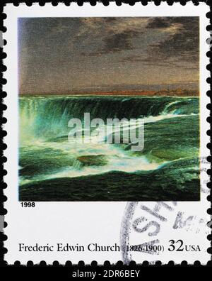 Niagara von Frederic Edwin Church auf amerikanischer Briefmarke Stockfoto