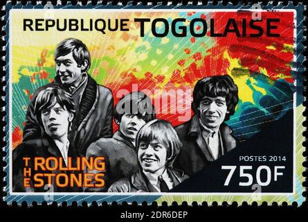 Die Rolling Stones auf Briefmarke von Togo Stockfoto