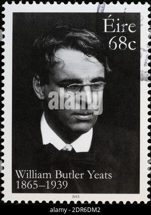 William Butler Yeats auf irischer Briefmarke Stockfoto