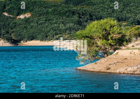 Baum in schönen Stausee in Leon Spanien, die mit Boñar Leon oder durch den Hafen von San Isidro (Asturias) nach einer schönen Straße erreicht werden kann, e Stockfoto