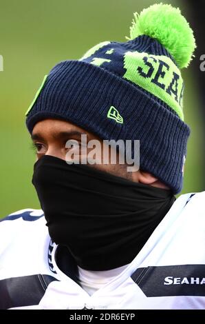 Landover, Usa. Dezember 2020. Seattle Seahawks Quarterback Russell Wilson (3) verlässt das Feld, nachdem die Seahawks am Sonntag, 20. Dezember 2020, das Washington Football Team 20-15 im FedEx Field in Landover, Maryland, besiegt haben. Foto von Kevin Dietsch/UPI Kredit: UPI/Alamy Live News Stockfoto