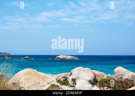 Detail von Capriccioli Strand an der Costa Smeralda, Sardinien Stockfoto